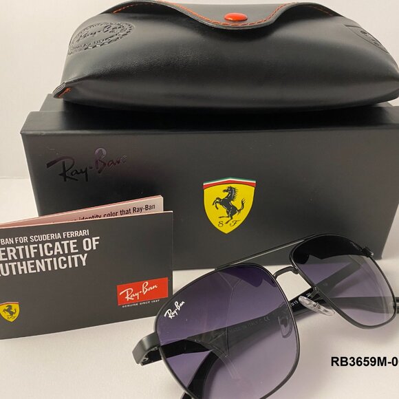 NEW/ RAY BAN RB3659M Ferrari Sunglasses Black Grey Gradient Lens Italy Made - Picture 8 of 12